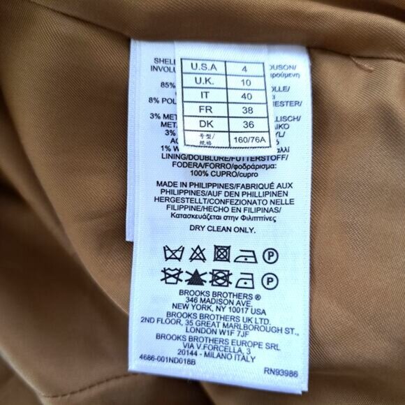 BROOKS BROTHERS Boucle Tweed Fringe Jacket Collarless Blazer Sz 4 Brown Tan Fall - Picture 6 of 10